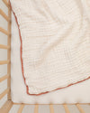undyed rust organic cotton gauze lace baby blanket