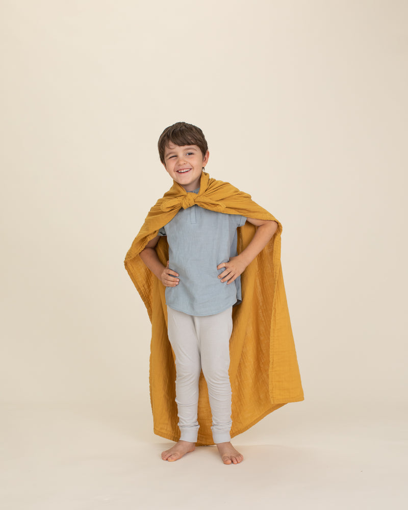 gold organic cotton gauze swaddle play