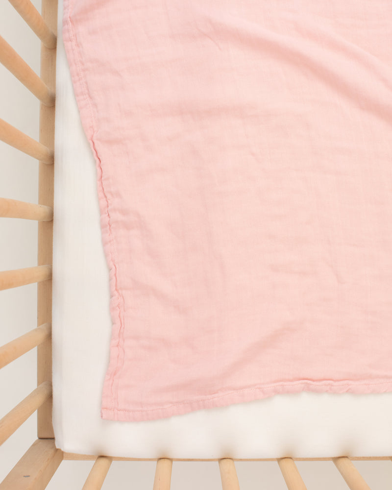 light pink organic cotton gauze swaddle