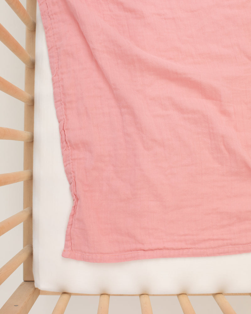 pink organic cotton gauze swaddle