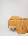 organic two layer cotton gauze yellow fitted sheet