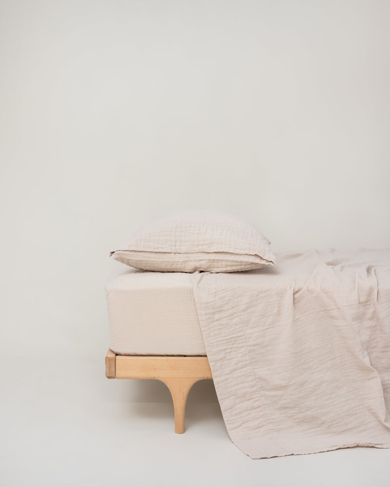 organic two layer cotton gauze ivory fitted sheet