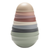 Stack of colorful, stacked ceramic bowls on a white background