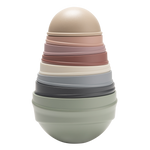 Stack of colorful, stacked ceramic bowls on a white background