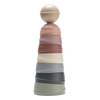 Multicolored cylindrical object with a white background