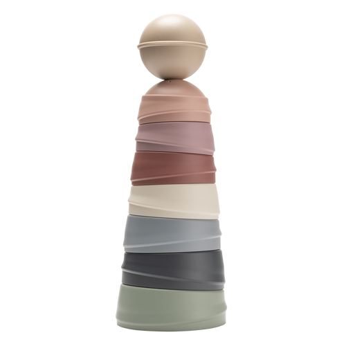 Multicolored cylindrical object with a white background