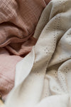 knitted pointelle blanket / ivory