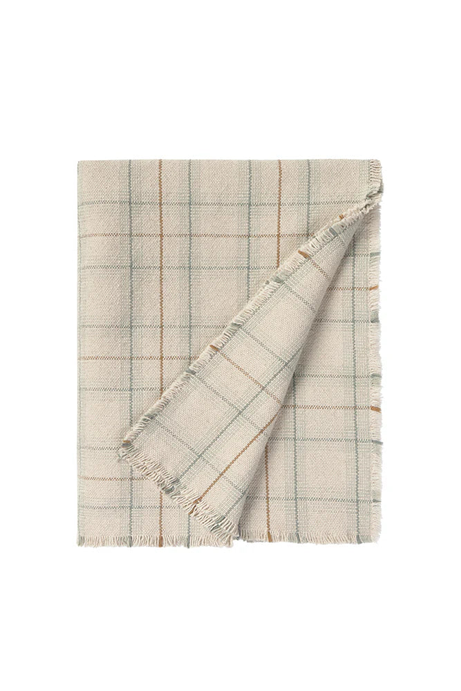 handloom kid bed throw / tartan blue sage