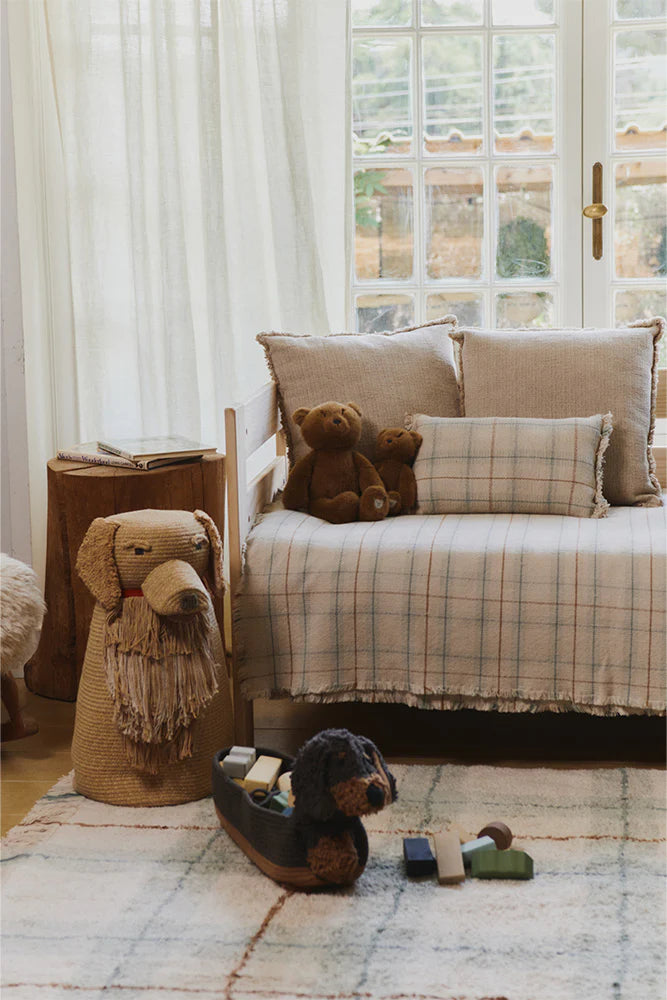 handloom kid bed throw / tartan blue sage