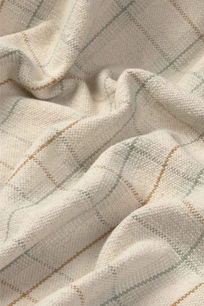 handloom kid bed throw / tartan blue sage