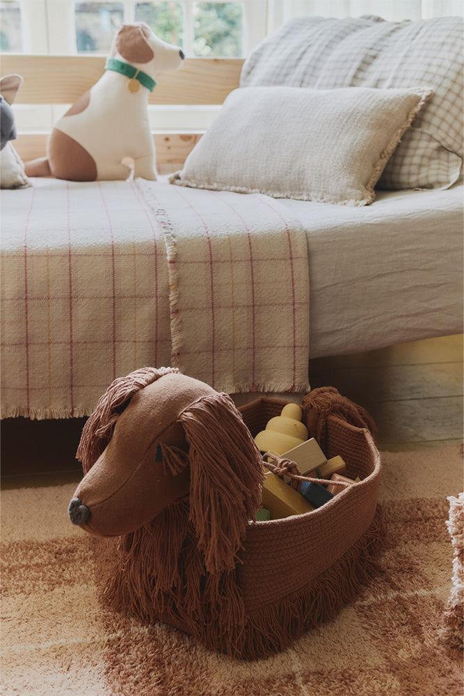 handloom kid bed throw / tartan rose