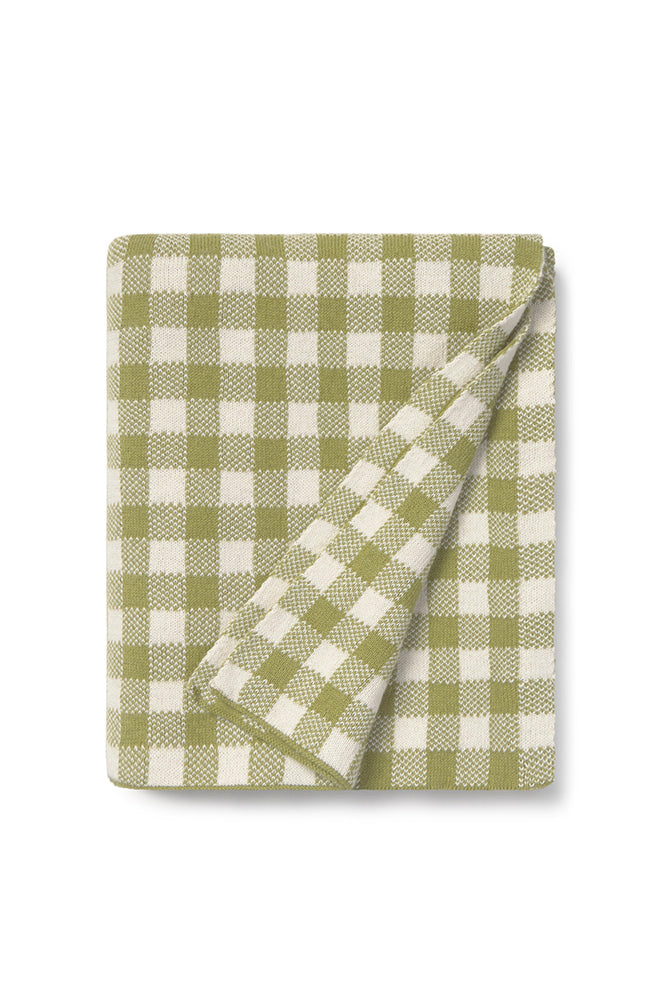 knitted crib blanket vichy / matcha