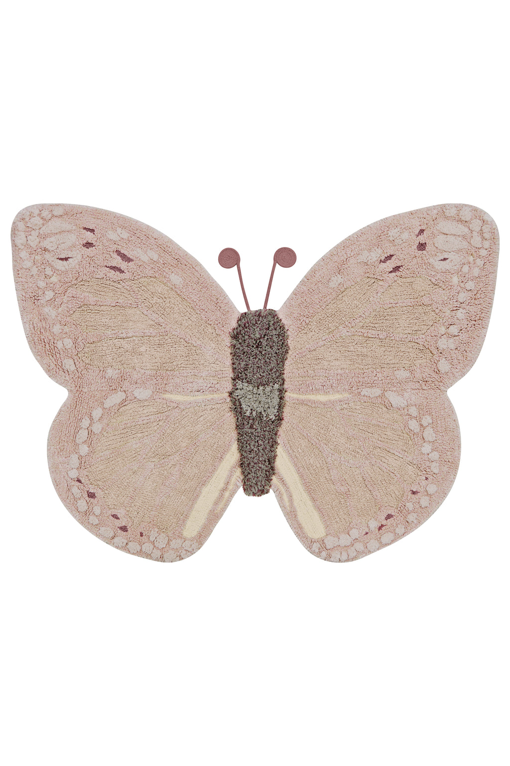 Butterfly-shaped decorative item with a textured surface on a white background
