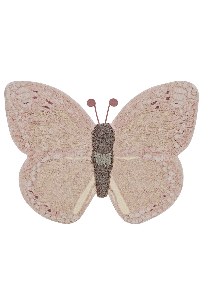 Butterfly-shaped decorative item with a textured surface on a white background