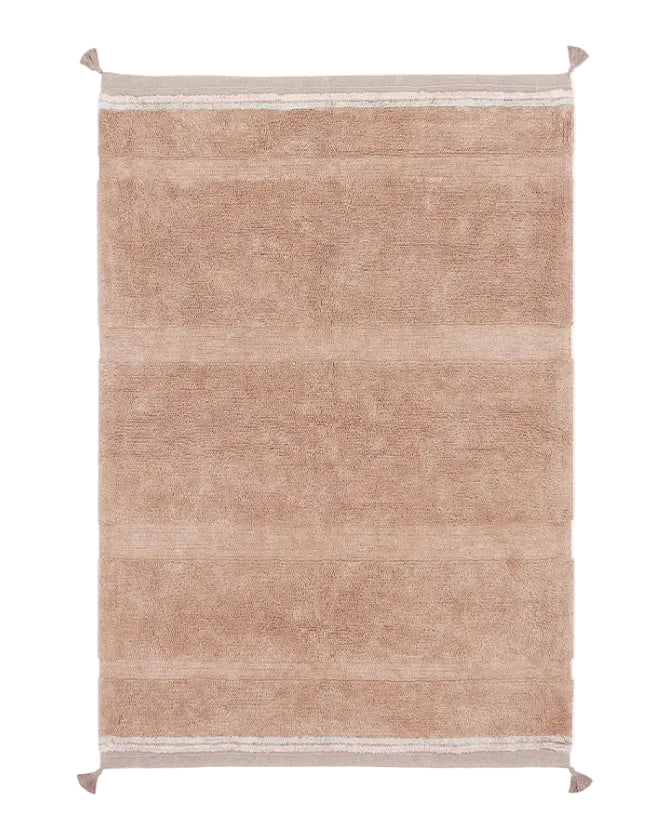 Beige rug with white border on a white background