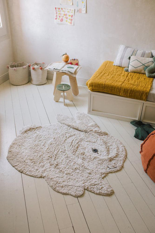 washable animal cotton rug / bunny