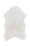 White fluffy sheep rug on a white background