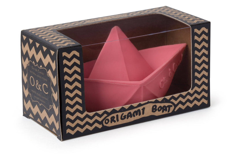 origami boat bath toy / pink