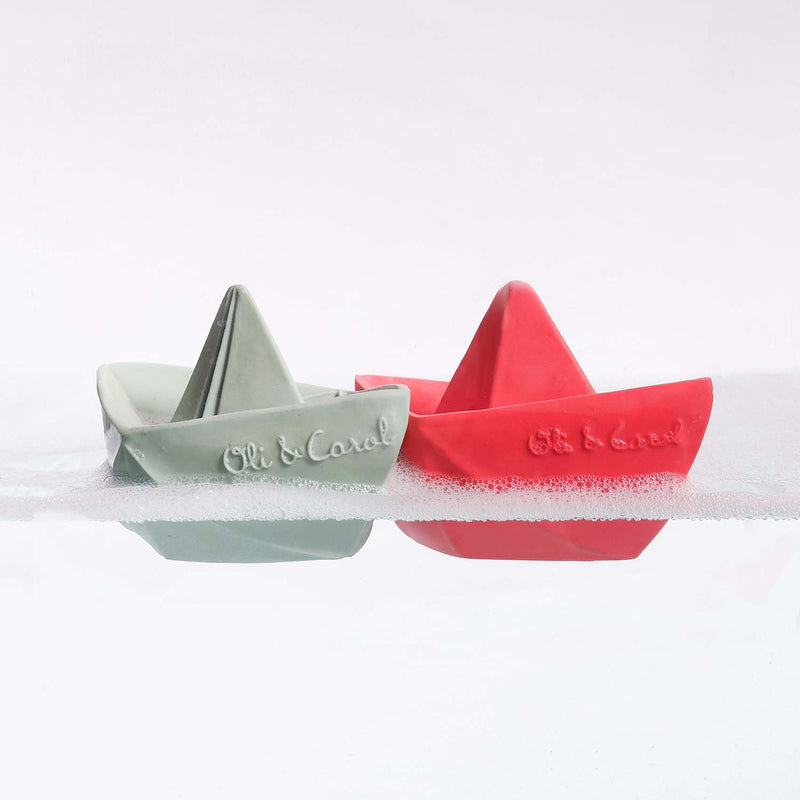 origami boat bath toy / pink