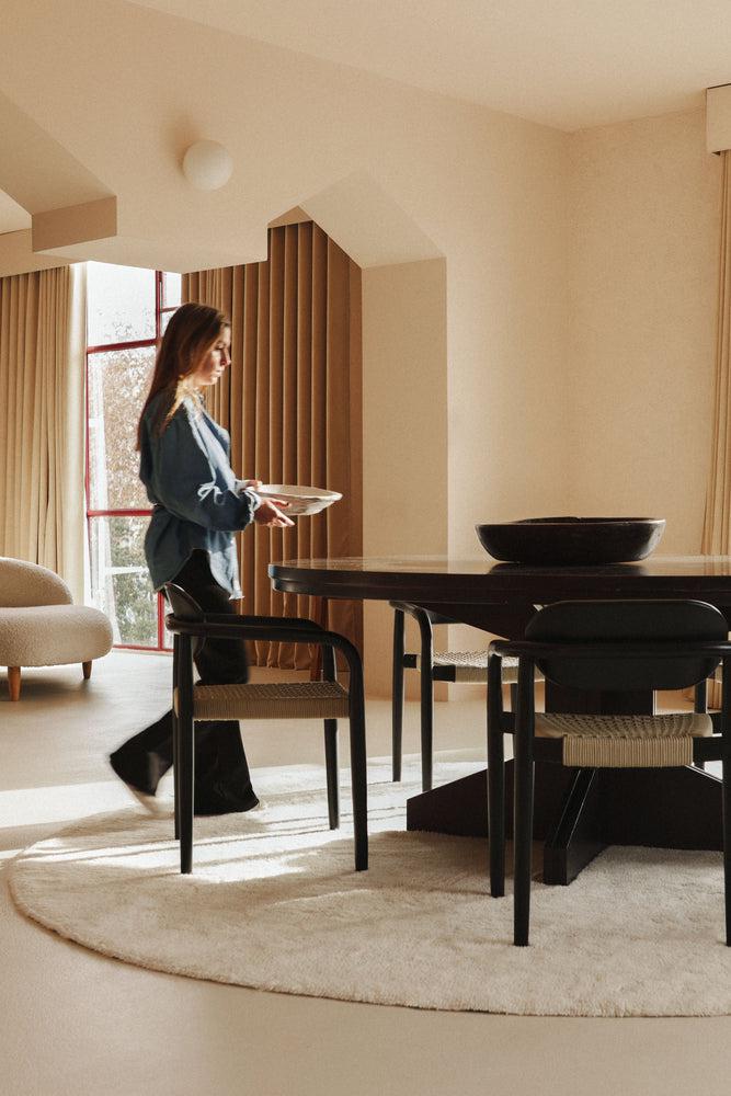 wool round area rug / natural (undyed)