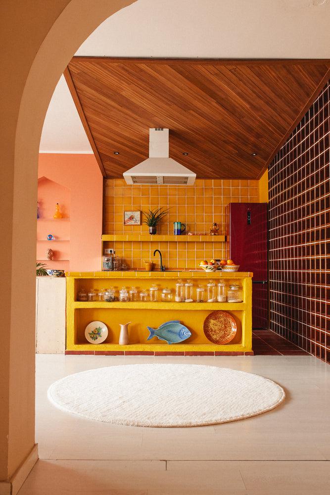 wool round area rug / natural (undyed)