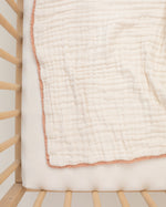 undyed nude organic cotton gauze lace baby blanket