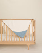 blue organic cotton gauze geo baby blanket