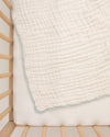 undyed aqua organic cotton gauze lace baby blanket