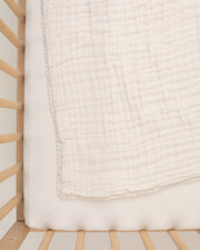 undyed ivory organic cotton gauze lace baby blanket