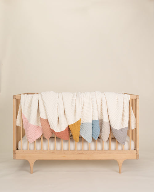 multi organic cotton gauze geo baby blanket crib