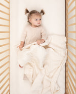 baby ivory undyed organic cotton gauze geo baby blanket