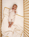 baby gold undyed organic cotton gauze geo baby blanket