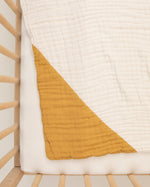gold organic cotton gauze geo baby blanket