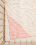 undyed light pink organic cotton gauze geo baby blanket 